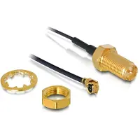DeLOCK MHF I (v) - RP-SMA (v) kabel - Micro Coax (1.13 mm) - 50 Ohm / zwart - 0,35 meter