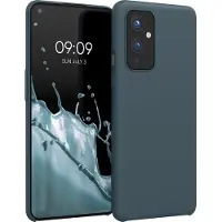 Kwmobile telefoonhoesje geschikt voor OnePlus 9 (EU/NA Version) - Hoesje met siliconen coating - Smartphone case in leisteen