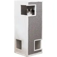 Trixie Krabpaal voor katten, krabzuil, kattenhuis GERARDO, 100 cm, wit/grijs - 44987