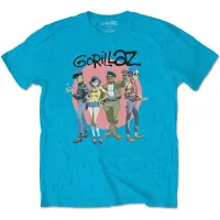 Gorillaz - Group Circle Rise Heren T-shirt - XL - Blauw