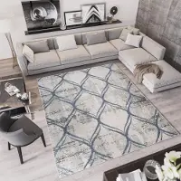 Tapiso Troya Vloerkleed Woonkamer Slaapkamer Grijs Lijnen Golven Design Eyecatcher Interieur Stijlvol Woonsfeer Modern Trendy Duurzaam Hoogwaardig Tapijt Maat - 60x100