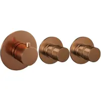 Brauer Inbouw Regendouche Set Copper Edition Gebogen Wanduitloop Ronde Hoofddouche 30 cm Met Twee Stopkranen en Glijstang Koper