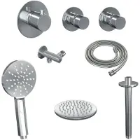 Brauer Thermostatisch inbouwdoucheset chrome 20 cm hoofddouche plafondarm 3 standen handdouche chroom