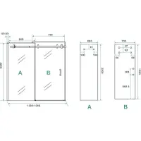 Wiesbaden Slide nis schuifdeur 1400 x 2000 x 8 mm nano helder glas/mat zwart
