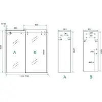 Wiesbaden Slide nis schuifdeur 1200 x 2000 x 8 mm nano helder glas/mat zwart