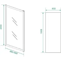 Wiesbaden Skyline zijwand voor nis schuifdeur 900 x 2000 x 8 mm nano helder glas/mat zwart