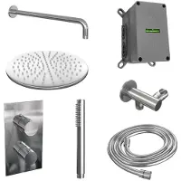Brauer Inbouw Regendouche Set Chrome Edition Gebogen Wanduitloop Ronde Hoofddouche 30 cm