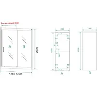 Wiesbaden Skyline nis schuifdeur 1300 x 2000 x 8 mm nano helder glas/mat zwart