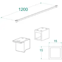 Wiesbaden Stabilisatiestang 1200mm voor Square inloopdouche mat zwart