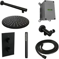 Brauer Inbouw regendouche set black edition wanduitloop ronde hoofddouche 30 cm mat zwart