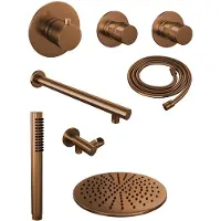 Brauer Thermostatisch inbouwdoucheset copper 30 cm hoofddouche wandarm staafhanddouche koper