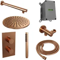 Brauer Inbouw regendouche set copper edition wanduitloop ronde hoofddouche 30 cm koper