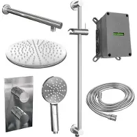Brauer Edition Inbouwset Met 3-weg Thermostaat - Hoofddouche 30cm - Rechte Wandarm 40cm - Ronde 3-standen Handdouche - Glijstang Met Aansluitbocht - Kranen, Douchekranen, Douchesets, Inbouw