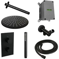 Brauer Inbouw Regendouche Set Black Edition Plafond Uitloop Ronde Hoofddouche 30 cm Mat Zwart