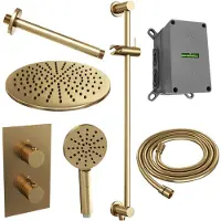 Brauer Edition Inbouwset Met 3-weg Thermostaat - Hoofddouche 30cm - Plafondbuis 20cm - Ronde 3-standen Handdouche - Glijstang Met Aansluitbocht - Kranen, Douchekranen, Douchesets, Inbouw douchesets