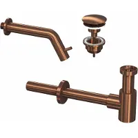 Ink 3A Fonteinkraanset - wandFonteinkraan - always open - plug en designSifon - Mat rose goud 9902422