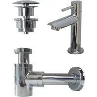 Ink Versus Fonteinpack - Links - Polystone Glans Wit - Toebehoren Chroom - 8718835039813 - Rechthoekig - Wastafels, Fonteinen, Vrijhangende Fonteinen