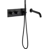 Guido Gusto Inbouw badkraan mat zwart twee-knop bediening complete set