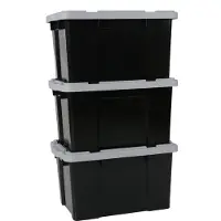 Iris Powerbox Opbergbox - 50L - Kunststof - Zwart/Grijs - Set van 3