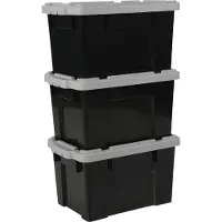 Iris Powerbox Opbergbox - 21L - Kunststof - Zwart/Grijs - Set van 3