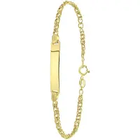 Lucardi Dames Plated plaatarmband - Echt Zilver - Armband - Cadeau - 18 cm - Goudkleurig