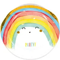 GoDan S.A Vegaoo - 8 kartonnen borden rainbow party 23 cm regenboog