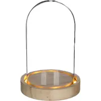 Packlinq Glazen LED stolp Ø10cm H:15,5cm met houten basis (1 st.)