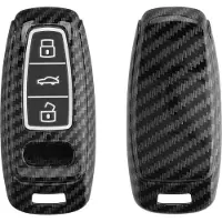 Kwmobile hoes voor autosleutel geschikt voor Audi A6 A7 A8 Q7 Q8 3-knops autosleutel Keyless - Autosleutelbehuizing in zwart - Carbon design