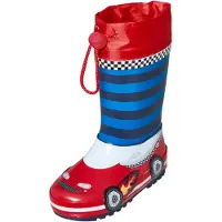 Playshoes Regenlaarzen 'Rennwagen' blauw / rood / wit