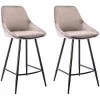 Vente-unique Set van 2 barkrukken MASURIE - Fluweel - Taupe