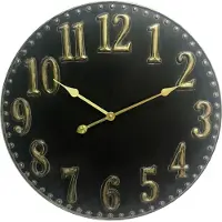 Mansion Atmosphere zwart metalen klok met gouden cijfers 60cm
