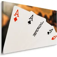 Karo-art Schilderij - Joker tussen Aasen, speelkaarten, premium print