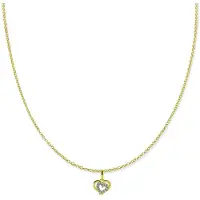 New Bling 9NBSAM-G210485N Gouden Ketting met Hanger - Dames - Hartje - Zirkonia - 7,9 x 8,6 mm - Ankerschakel - 39 + 3 + 3 cm - 0,8 mm Dikte - 14 Karaat - Goud