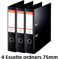Esselte 4 x Ordner Basic - kunststof - rug 75mm – zwart
