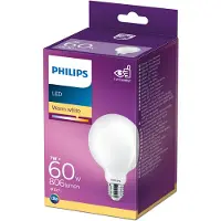 Philips LED bulb Equivalent 60W E27 Warm white non-dimmable. glass