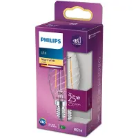 Philips lamp - Kaarslamp met E14 fitting - Warmwit licht: 2700K - 25W - Helder geribbeld glas