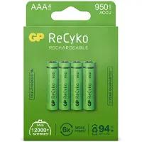 GP ReCyko Rechargeable AAA batterijen - Oplaadbare batterijen AAA 950mAh - 4 stuks AAA oplaadbare batterijen