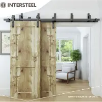 Intersteel | Set van 5 wandsteunen voor dubbele schuifdeuren | Mat Zwart