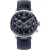 Zeppelin Analoog horloge 'LZ129 Hindenburg' nachtblauw / bruin / zilver