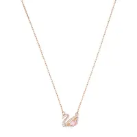 Swarovski Ketting 'Swan' rose-goud / rosa / wit