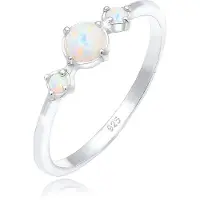 Elli - Elli Ringen Dames Band Opal Geo Trend Vintage in Rosé verguld 925 Sterling Zilver