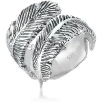 Elli Ring 'Feder' zwart / zilver