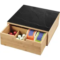Kesper Koffiemachine standaard & koffie capsule houder in 1 - Bamboe - 8 vaks - 30 x 31 cm