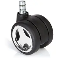 Hjh OFFICE 5x ROLO GAME No-Noise 11mm/60mm Harde bodem - Bureaustoelwielen Chroom / Zwart