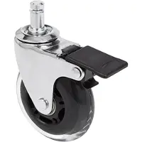 Hjh OFFICE 5x ROLO SKATE 11mm/75mm met handrem | Harde bodem - Bureaustoelwielen Zilver / Transparant