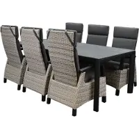 AVH-Collectie Tunis Angora dining tuinset 220x100x74,5 cm 7 delig verstelbaar grijs
