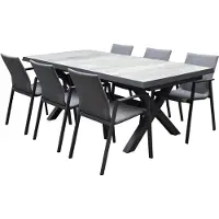 AVH-Collectie Nancy New Delhi dining tuinset uitschuifbaar 204-264x103xH74,5 cm 7 delig aluminium