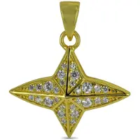 New Bling 9SIL-21839 Zilveren Hanger - Dames - Zirkonia - Ster - 15 x 19,9 mm - Zilver - Gold plated (Verguld/Goud op Zilver)
