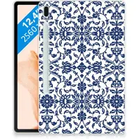 B2Ctelecom Samsung Galaxy Tab S7FE Siliconen Hoesje Flower Blue