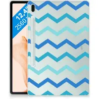 B2Ctelecom Samsung Galaxy Tab S7FE Hippe Hoes Zigzag Blauw